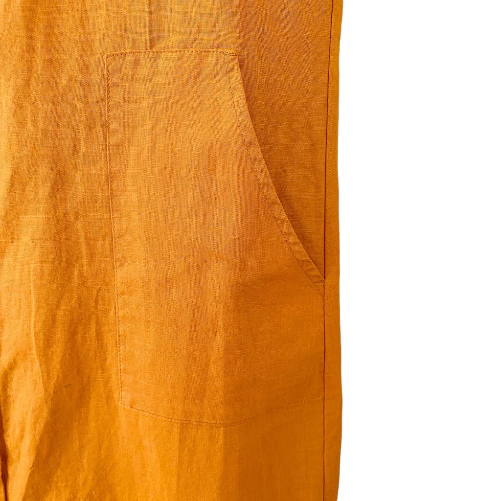 Grae Cove Nwt Orange Blair Linen Blend Button Down Front Side Slit Midi Dress — image 4 of 8